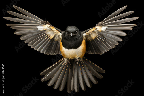 New Zealand Fantail Bird on a black background