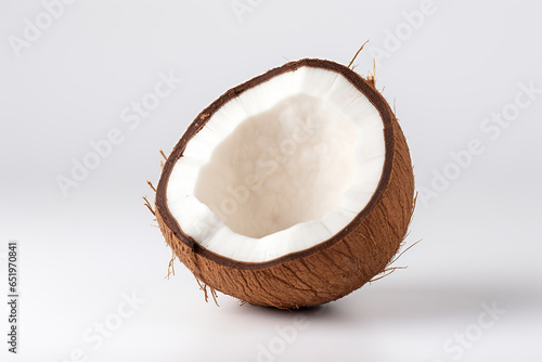 ripe coconut copy space  isolated on a white background