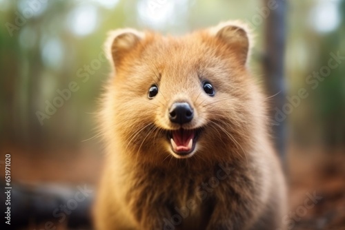 Irresistible Cute smiling quokka. Cute nature animal. Generate AI