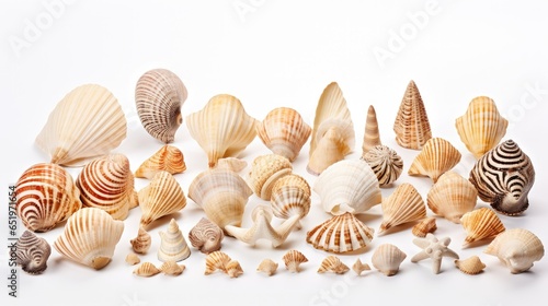Exquisite Seashell Collection on a Clean White Background.