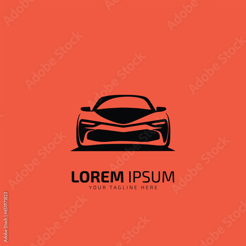 Auto style car logo design vehicle icon silhouette on orange background. Vector illustration. car silhouette