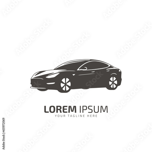 Automotive sport car racing logo template design black silhouette isolated on white background.