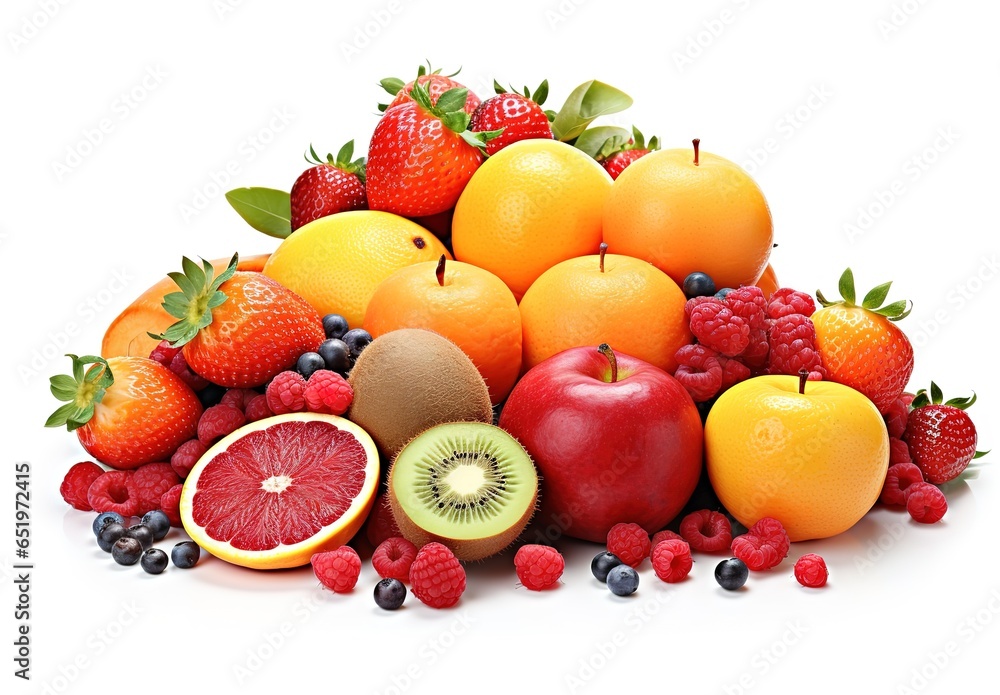 many different fruits and berries arranged together on a white surface many different fruits and berries arranged together on a white surface