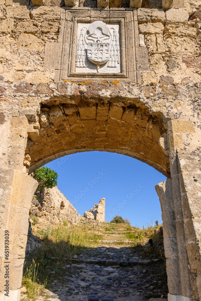 Antimachia Castle gate on the island of Kos in Greece