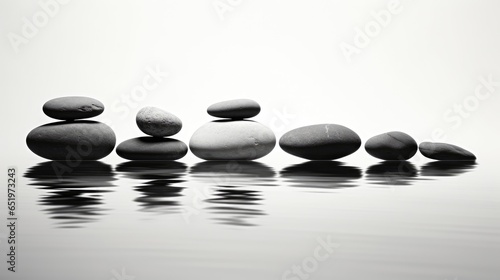 Tranquil Equilibrium  Stones in Harmony  Black and White in Water.