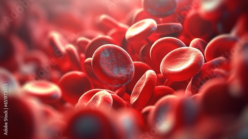 Red blood cells in vein, circulating in the blood vessels, Generative ai