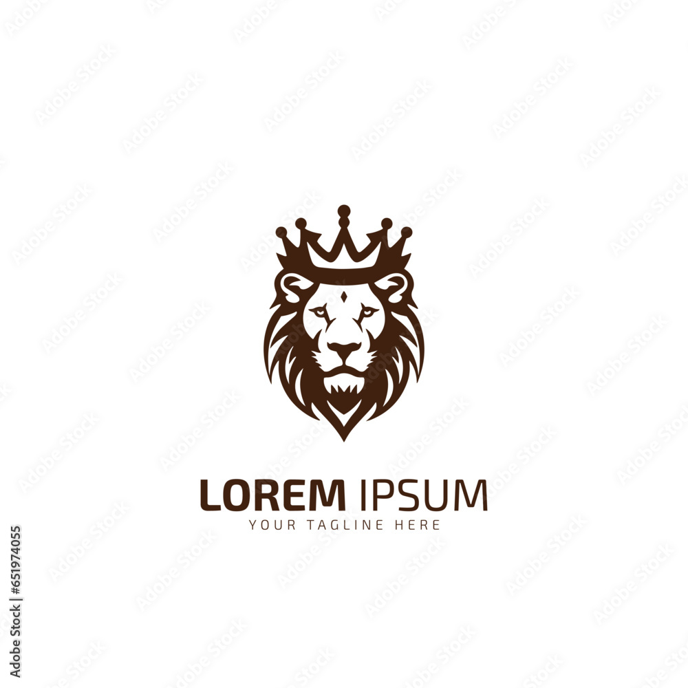 lion head vector logo design silhouette isolated on white background.