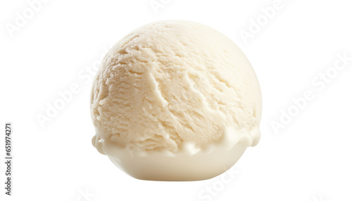 vanilla ice cream scoop isolated on transparent background cutout