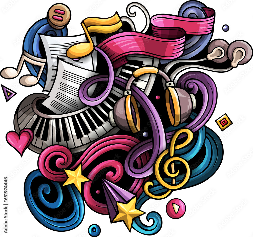 Music detailed cartoon illustration