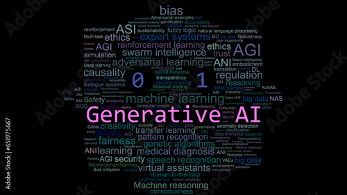 Word cloud in the shape of a robot, thematic of artificial intelligence , with the words 