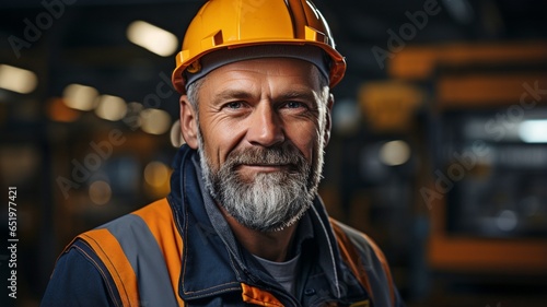 a male engineer wearing a protective helmet and working with metal in an industrial setting.