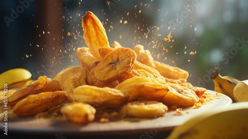 banana with fried flour food, with generative ai photo