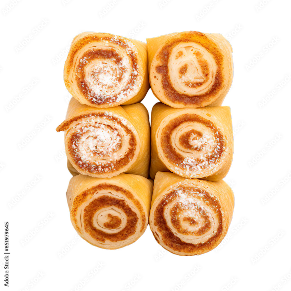 Top view of Czech Trdelnik isolated on a white transparent background Top view of Czech Trdelnik isolated on a white transparent background
