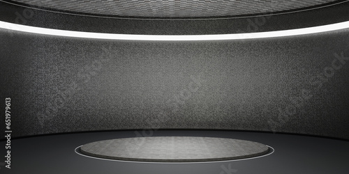 Round room round podium curved stage curved screen round screen curved dome atrium 3D illustration