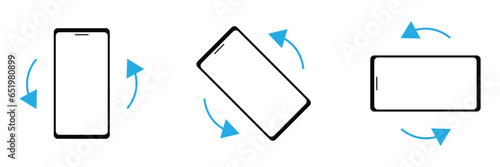 mobile rotation icon set. portrait to landscape icon