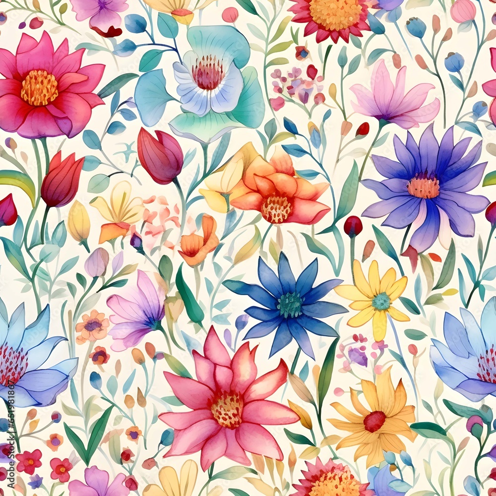 Soft and charming watercolor pastel flower pattern, ideal for your creative projects
Soft and charming watercolor pastel flower pattern, ideal for your creative projects