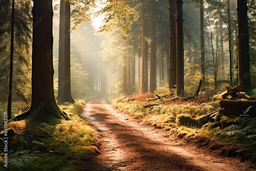 Hiking on a forest trail