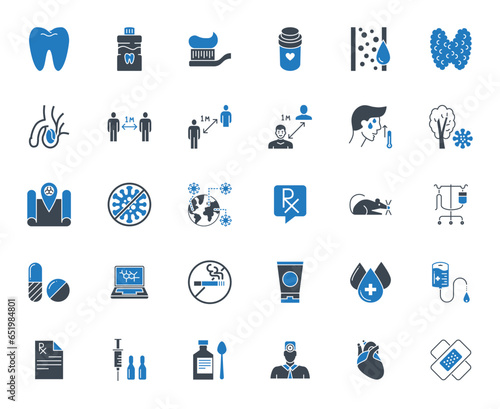 Medical Vector Icons Set. Glyph Icons, Sign and Symbols in Solid Design. Medicine, Health Care and Coronavirus COVID 19 pandemic. Mobile Concepts and Web Apps. Modern Infographic Logo and Pictogram