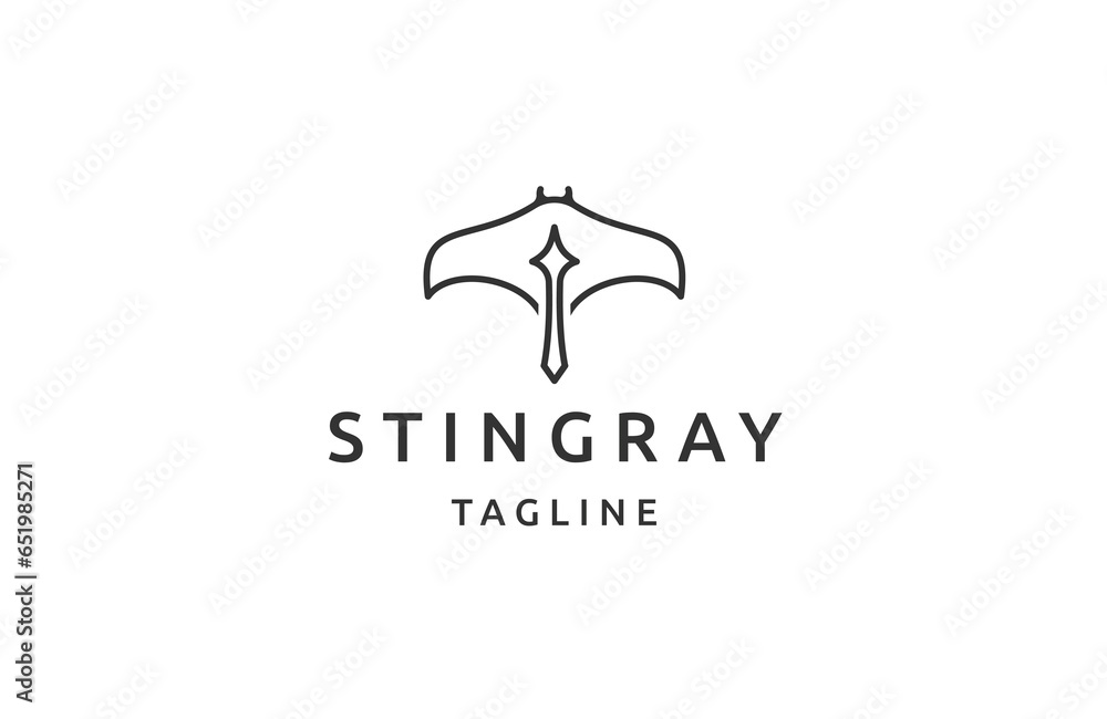 Stingray arrow with line art style logo design template Stingray arrow with line art style logo design template