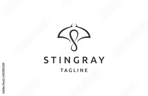 Stingray infinity with line art style logo design template flat vector