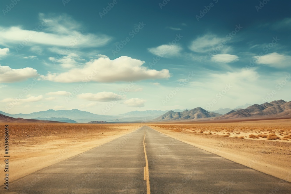 Endless Empty car road desert. Way scenic. Generate Ai Endless Empty car road desert. Way scenic. Generate Ai