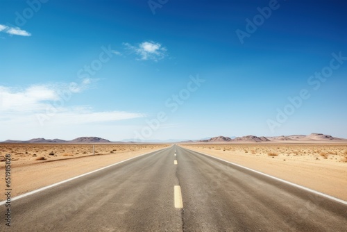 Arid Empty car road desert. Way scenic. Generate Ai