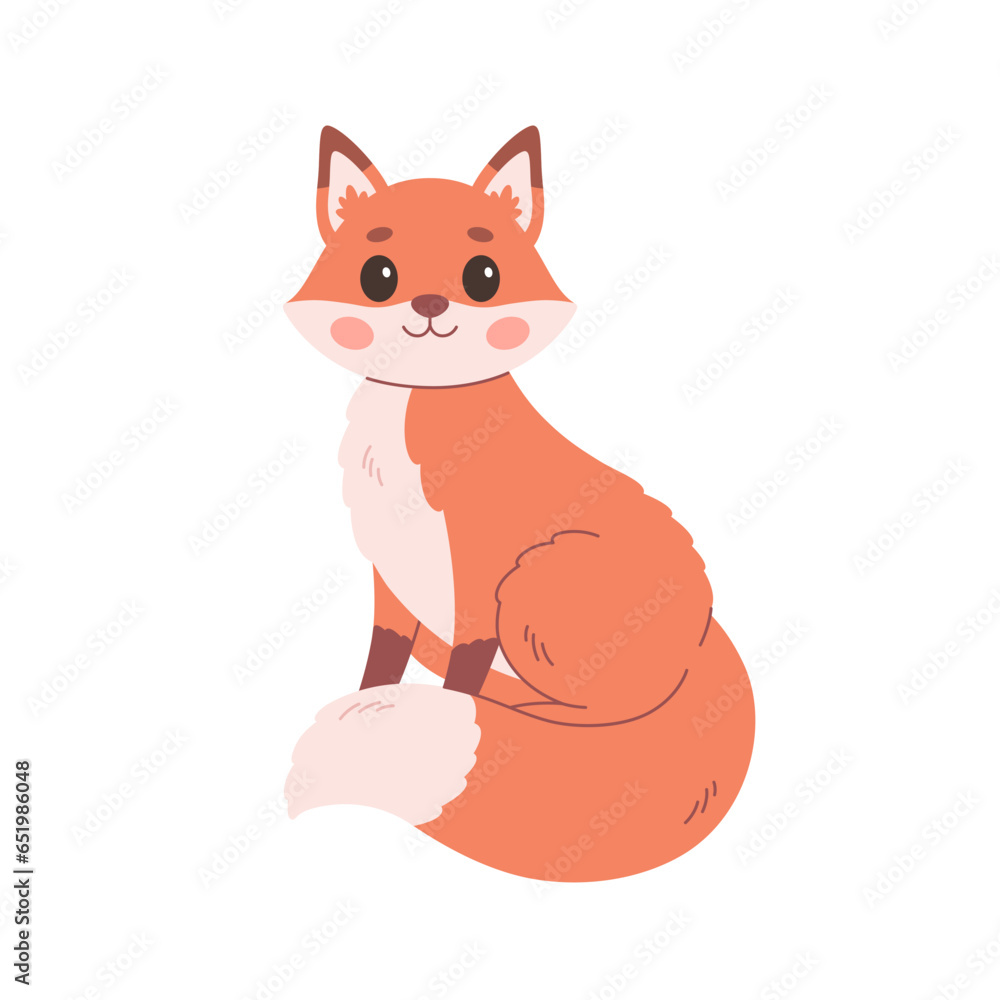 Cute fox. Woodland animal. Vector illustration in flat style Cute fox. Woodland animal. Vector illustration in flat style