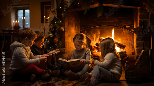Golden Moments by the Hearth: Christmas Magic in Children's Eyes