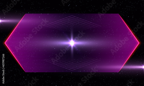 Synthwave vaporwave retrowave cyber background with copy space, laser grid, starry sky, blue and purple glows with smoke and particles. Design for poster, cover, wallpaper, web, banner, etc.	