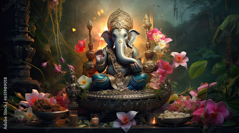 the ganesha are pictured in their sitting pose. the ganesha are pictured in their sitting pose.