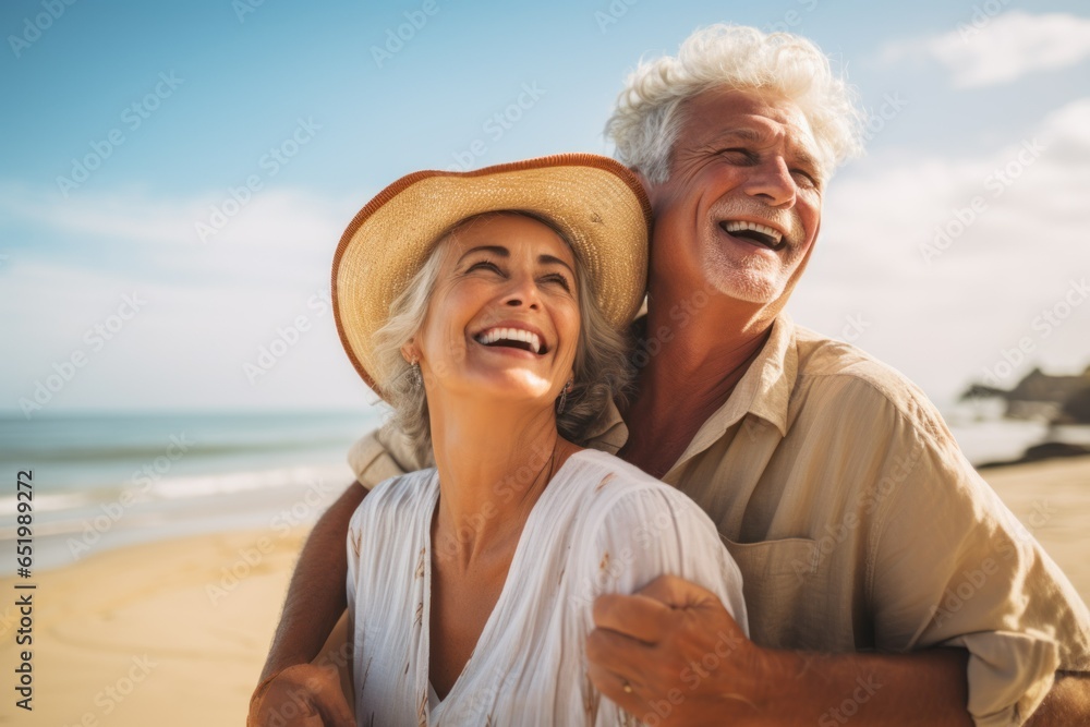 Obraz premium happy retired couple on vacation. seniors old day, travel
