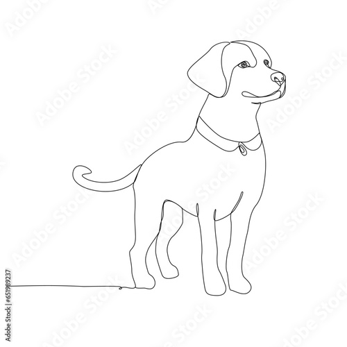 Fototapeta Naklejka Na Ścianę i Meble -  dog hand drawing continuous line on white background