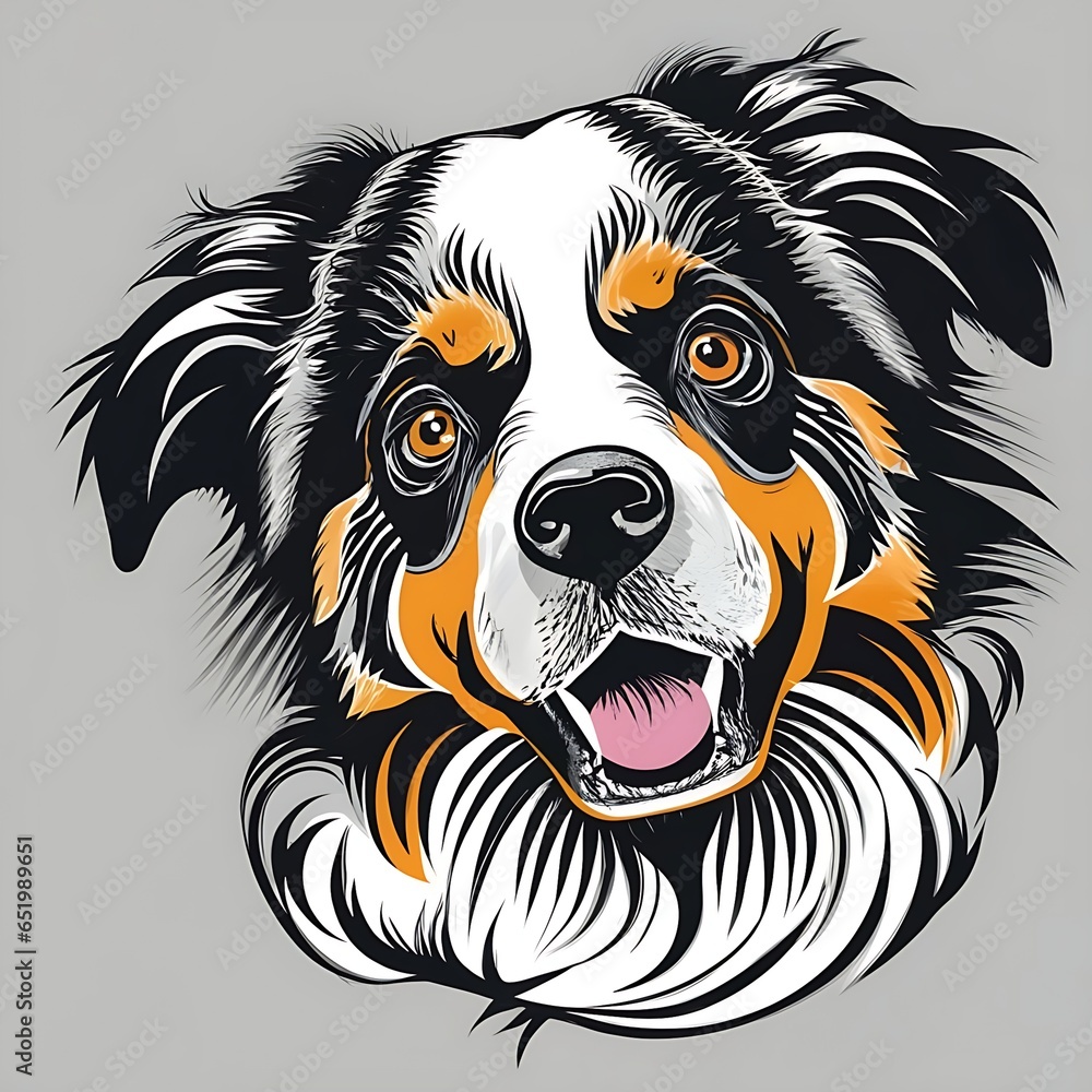 Australian Shepherd design head looking to side on white background Generative AI Australian Shepherd design head looking to side on white background Generative AI