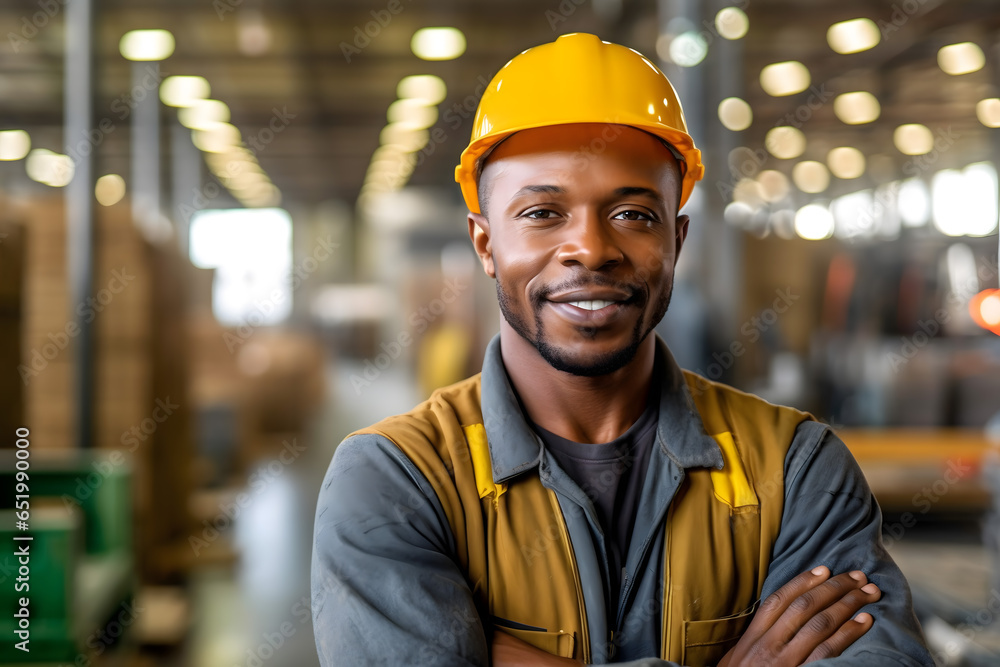 confident factory worker with arms crossed confident factory worker with arms crossed