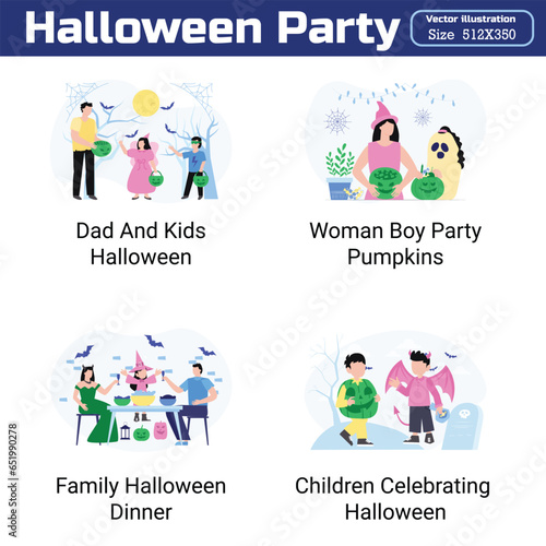 Halloween Party Illustration 20 unique concepts flat design vector illustration concepts.