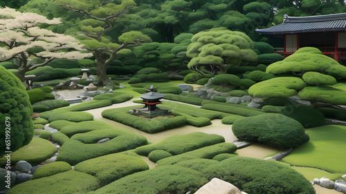 Zen Masterpiece: The Artistry of a Meticulously Raked Japanese Tea Garden