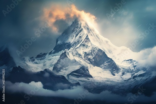 Panoramic snow mountains landscape background © Mokhtar