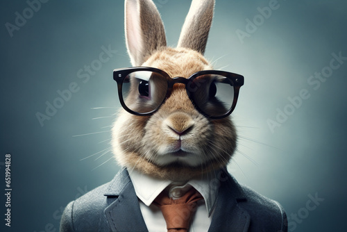 cute rabbit animal wearing glasses © Salawati