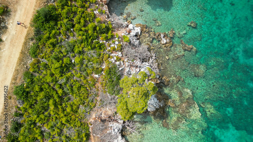 Cape Amarandos beach in Skopelos, Greece - Aerial view photo