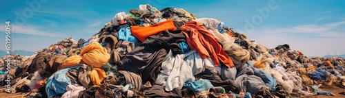 Heap Of Clothes Tossed Into Landfill Panoramic Banner photo