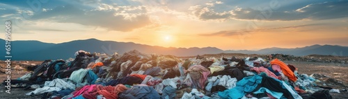 Heap Of Clothes Tossed Into Landfill Panoramic Banner