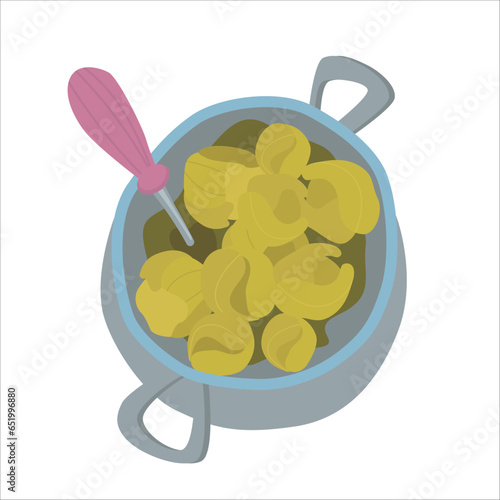 Brussels sprouts in a pot. Traditional Thanksgiving dishes. Vector