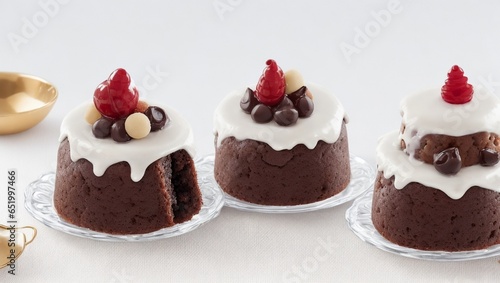 Christmas chocolate mini cakes with nuts photo