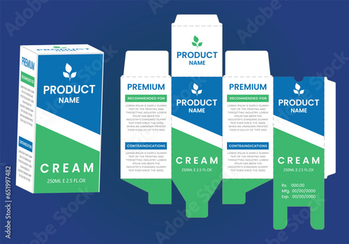 Supplements and Cosmetic box design, Package design template, box outline, Box Packaging design, Label design, healthcare label, packaging creative idea vector,with 3d mock up.