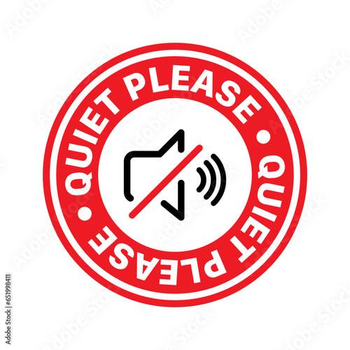 Quiet please vector red sign on white background. Eps10 vector illustration.