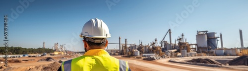Worker In The Background Cement Plant Panoramic Banner