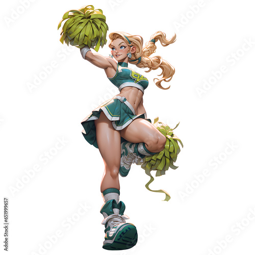 sexy girl cheerleader in a skirt at a sports competition. Generative AI