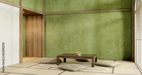Fototapeta Naklejka Na Ścianę i Meble -  Muji green living room japanese style and decoration for japan.3D rendering