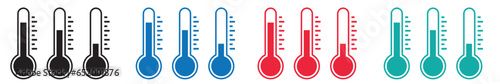 Temperature symbol set. Thermometer symbols, temperature scale, weather icons. Vector illustration