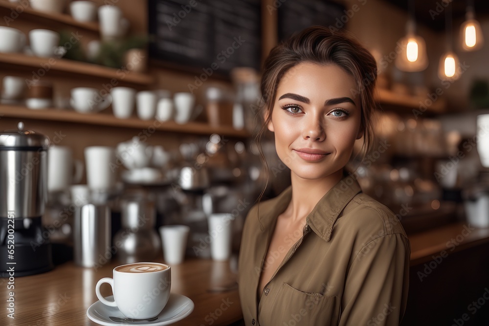 portrait of a woman in cafe portrait of a woman in cafe